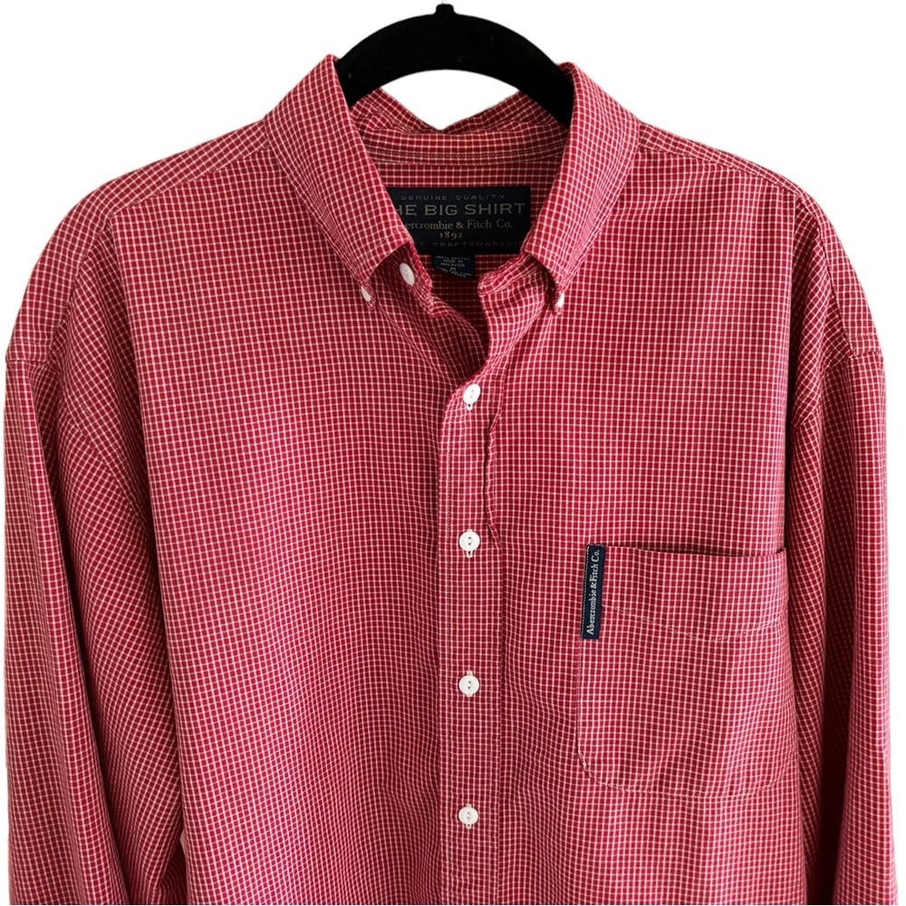 Abercrombie and Fitch ‘The Big Shirt’ Men’s Red Checked Long Sleeve Shirt Size M